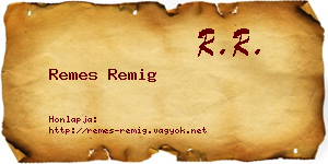 Remes Remig névjegykártya